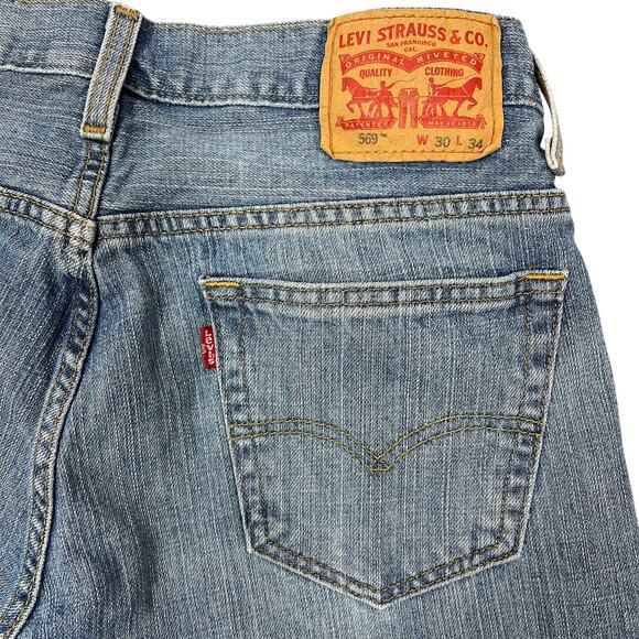 Levi's 569 Dad Jean Shorts Men's 30" Blue Loose Fit Cutoffs Grunge Jorts Retro - Picture 5 of 8